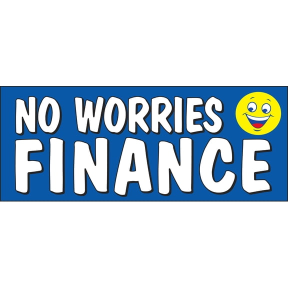 Windshield Banner With Bungee Cord - "No Worries Finance" - 50L x 20H