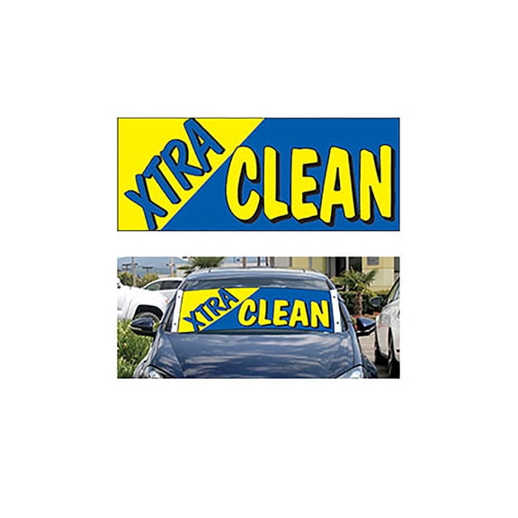 SSWBasics Windshield Banner with Bungee Cord - Xtra Clean - 50 x 20 in