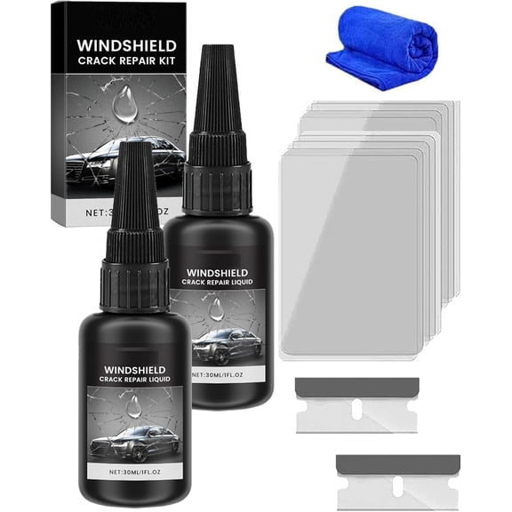 Windshield Chip Repair Kit - 2026 New Windshield Crack Repair Kit, Windshield Repair Liquid, Glass Repair Liquid for Cracks, Car Window Repair Kit for Glass, Mirror, All Crack Types (2pcs)