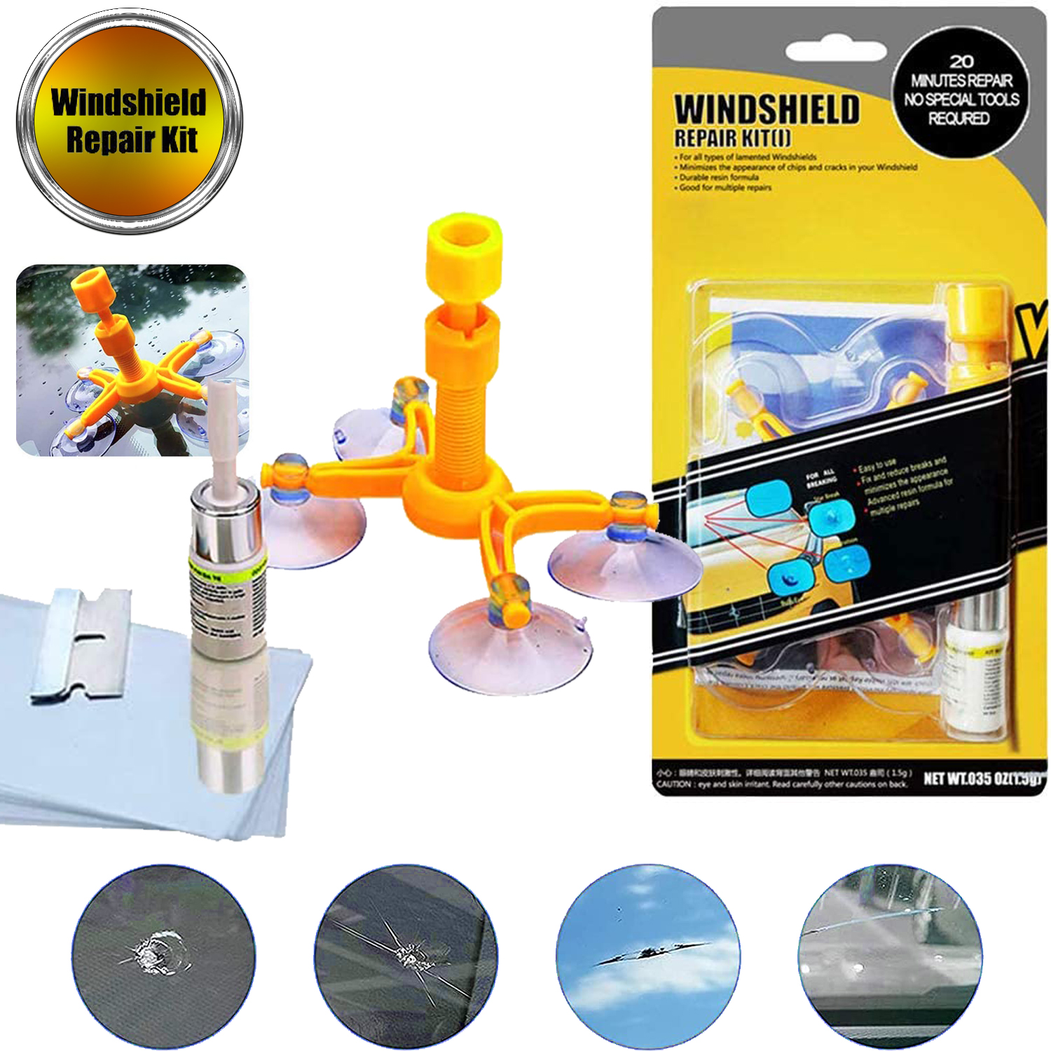 5PCS Automotive Glass Nano Repair FluidCar Windshield Repair Resin Cracked Glass Repair Kit