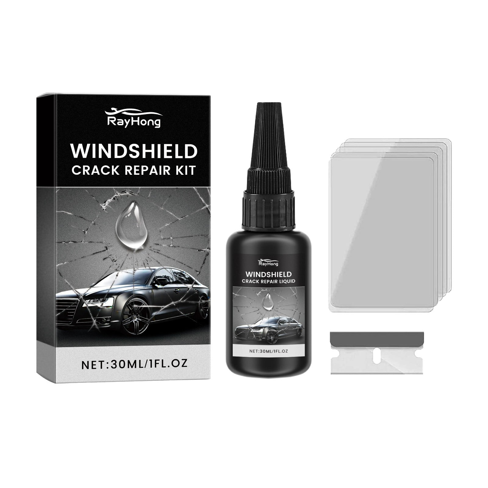 Windshield Chip Repair Kit, Nano Glass Repair Fluid Quick Glass Crack Fix and Windshield Crack