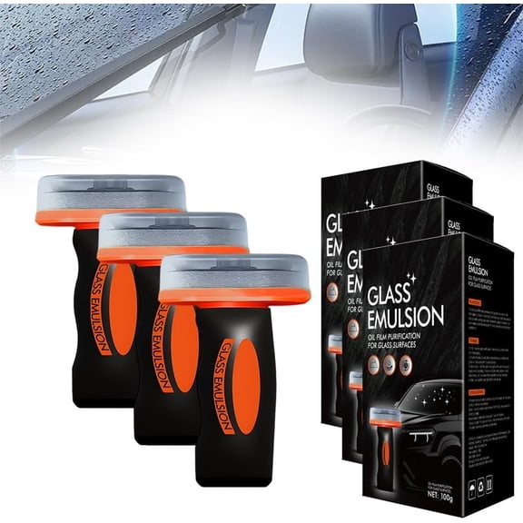 Windshield Cleaner Kit, 3Pcs Handheld Glass Oil Film Remover & Scrubber for Car Windows and Mirrors – Safe Driving, Streak-Free(DSF)