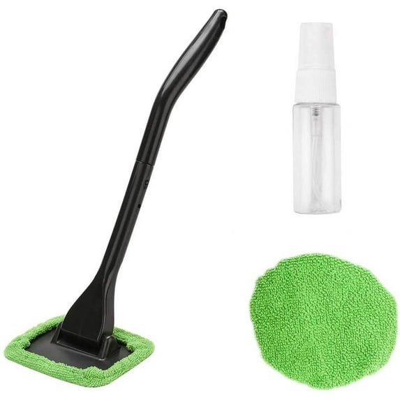 Windshield Cleaner, Microfiber Car Windshield Cleaning Tool and Washable Microfiber Pads and Extendable Handle Auto Inside Glass Wiper Kit
