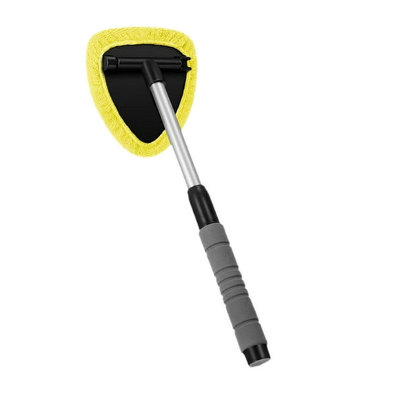Windshield Cleaner Tool, Car Interior Detailing Cleaning Kit,16.5'' Car Window Cleaning Supplies with Handle Include 1 Reusable Washable Microfiber Pads (Yellow)