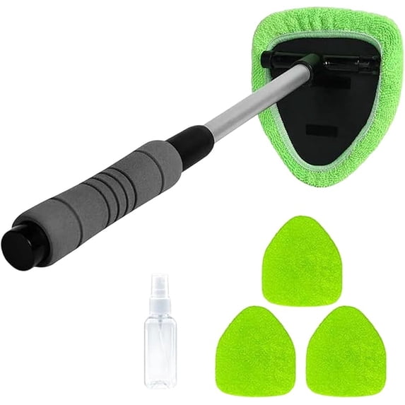 Windshield Cleaner Tool, Car Interior Detailing Cleaning Kit with Extendable Handle Auto Glass Wiper Brush Kit for Cars, 19in