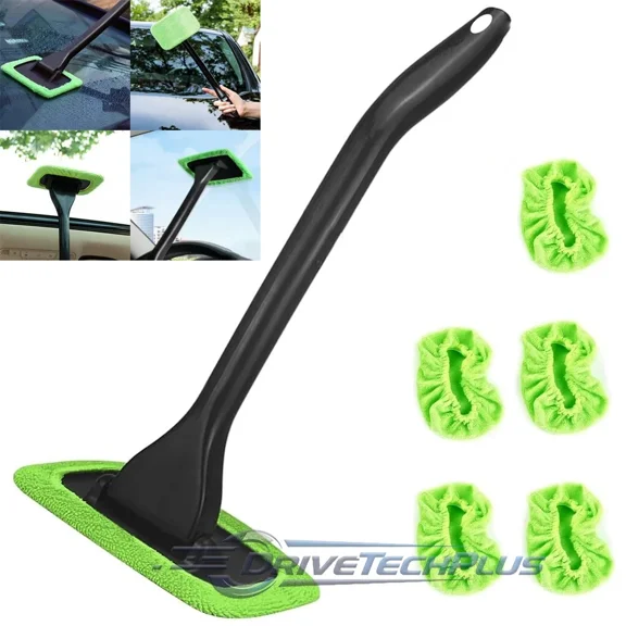 Windshield Cleaner Tool Car Interior Window Cleaning Wash Kit W/ 5Pcs Cloth Pads