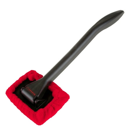 Windshield Cleaner with Microfiber Cloth, Handle and Pivoting Head- Glass Washer Cleaning Tool for Windows By Stalwart Red