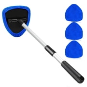 Windshield Cleaning Tool Car Window Cleaner 4 Reusable Washable Microfiber Pads Extendable Handle Auto Inside Glass Wiper Kit 5 Piece Blue