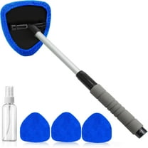 Windshield Cleaning Tool, Car Window Cleaner Windshield Cleaner with 4 Reusable and Washable Microfiber Pads and Extendable Handle Auto Inside Glass Wiper Kit