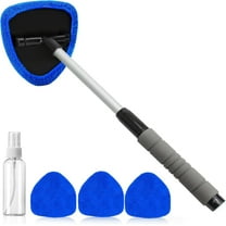 Windshield Cleaning Tool, Car Window Cleaner Windshield Cleaner with 4 Reusable and Washable Microfiber Pads and Extendable Handle Auto Inside Glass Wiper Kit