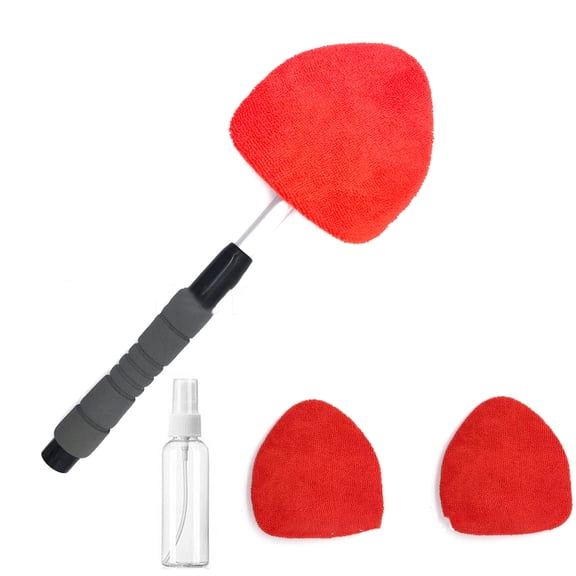 Windshield Cleaning Tool, Car Window Cleaner with Extendable Long Handle and Washable Reusable Microfiber Cloth