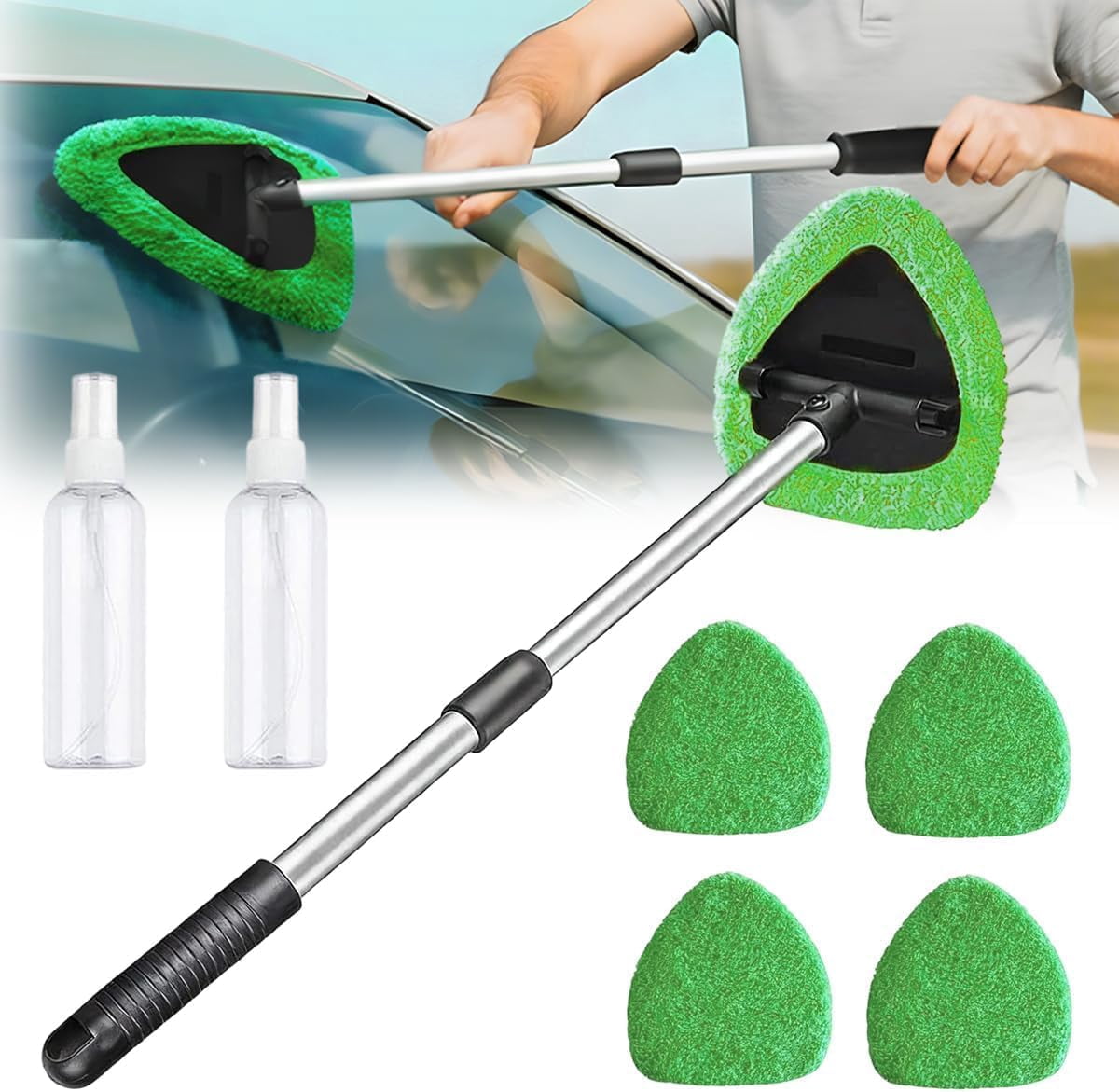 Windshield Cleaning Tool Set Auto Glass Cleaner Kit with Detachable ...