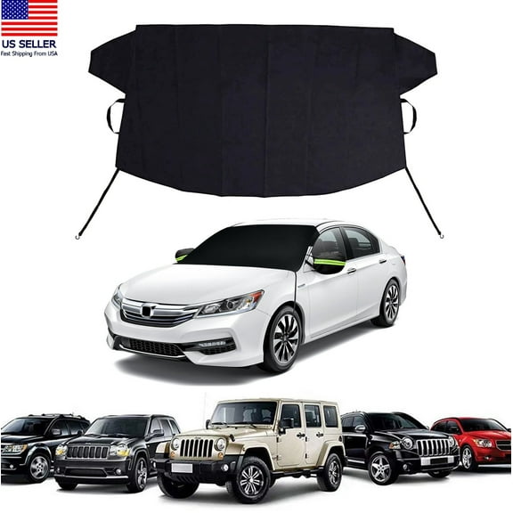 Windshield Cover for Ice and Snow | Enhanced 600D Oxford Fabric Windshield Frost Cover for Any Weather | Water, Heat & Sag-Proof Car Windshield Snow Cover | Standard