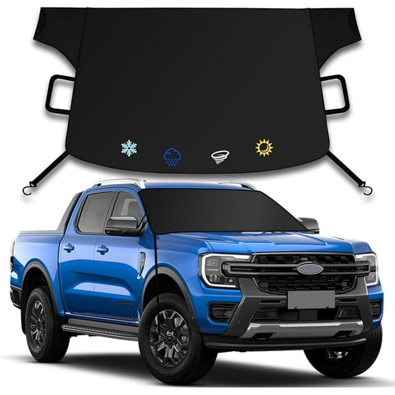 Windshield Cover for Ice and Snow,New Upgraded Heavy Duty Windshield Snow Cover,Extra Large Size (75"x45"),Windproof Winter Frost and Deicing Awning Suitable Fzor Cars, Trucks, SUVs