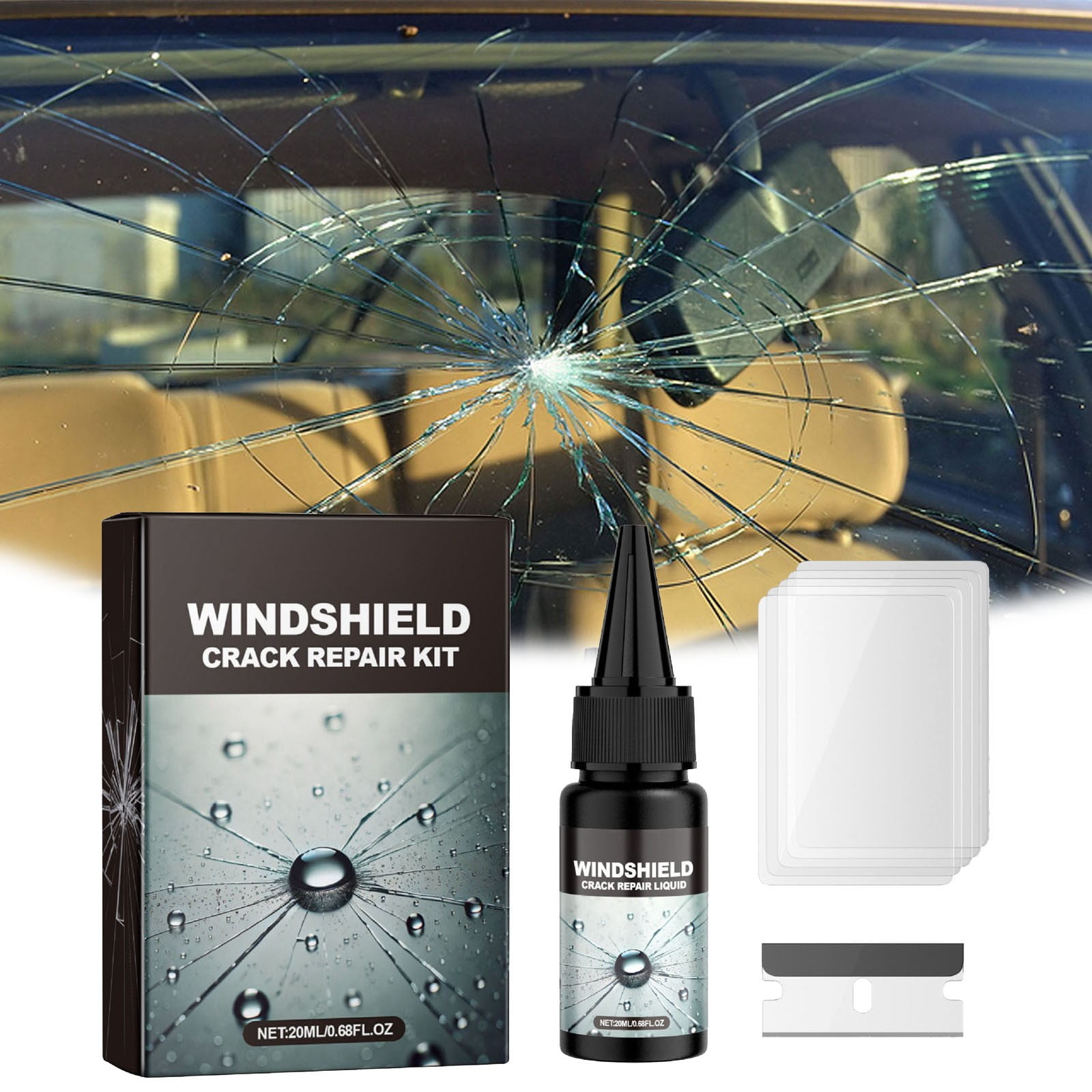 Windshield Crack Kit Glass Crack Scratch Scratch Portable 20ml Car