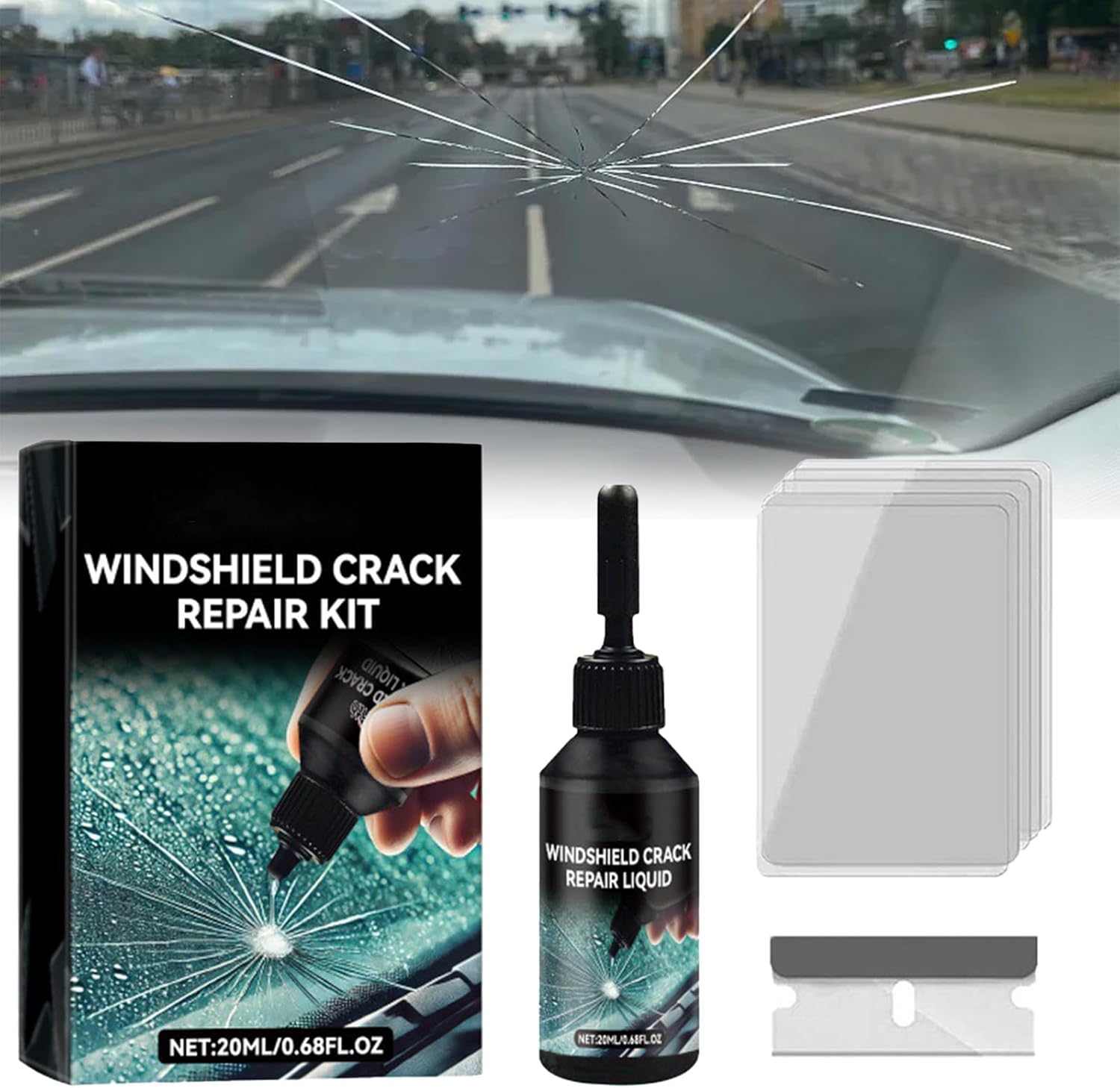Windshield Crack Repair Kit, 2024 Upgrade Cracks Gone Glass Repair Kit, Auto Glass Crack Repair