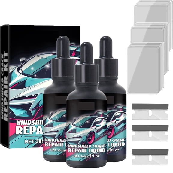 Car Windshield Crack Repair Kit, Automotive Glass Repair Fluid, Chip & Scratch Fix(3PCS)