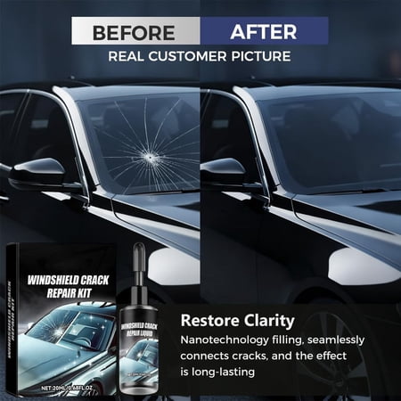 Windshield Crack Repair Kit, 2026 Upgrade Glass Cracks Gone Repair Kit, Vehicles Windshield Chip Repair Kit, Universal Repair Liquid for Window, Mirrors, Glass