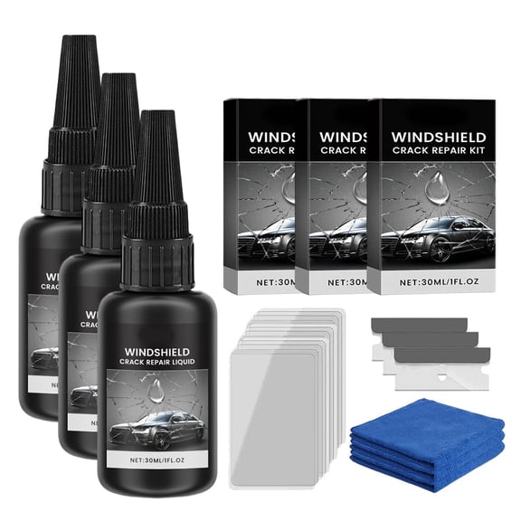 Windshield Crack Repair Kit, 2026 Upgraded Windshield Repair Kit, Windshield Repair Liquid for Cracks, Car Window Repair Kit for Glasses, Mirrors (3Sets)