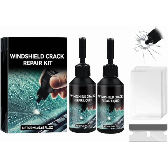 Windshield Crack Repair Kit, 5 MinQuick-Glass Repair Liquid,Long-Lasting for Windshields, Windows, Mirrors