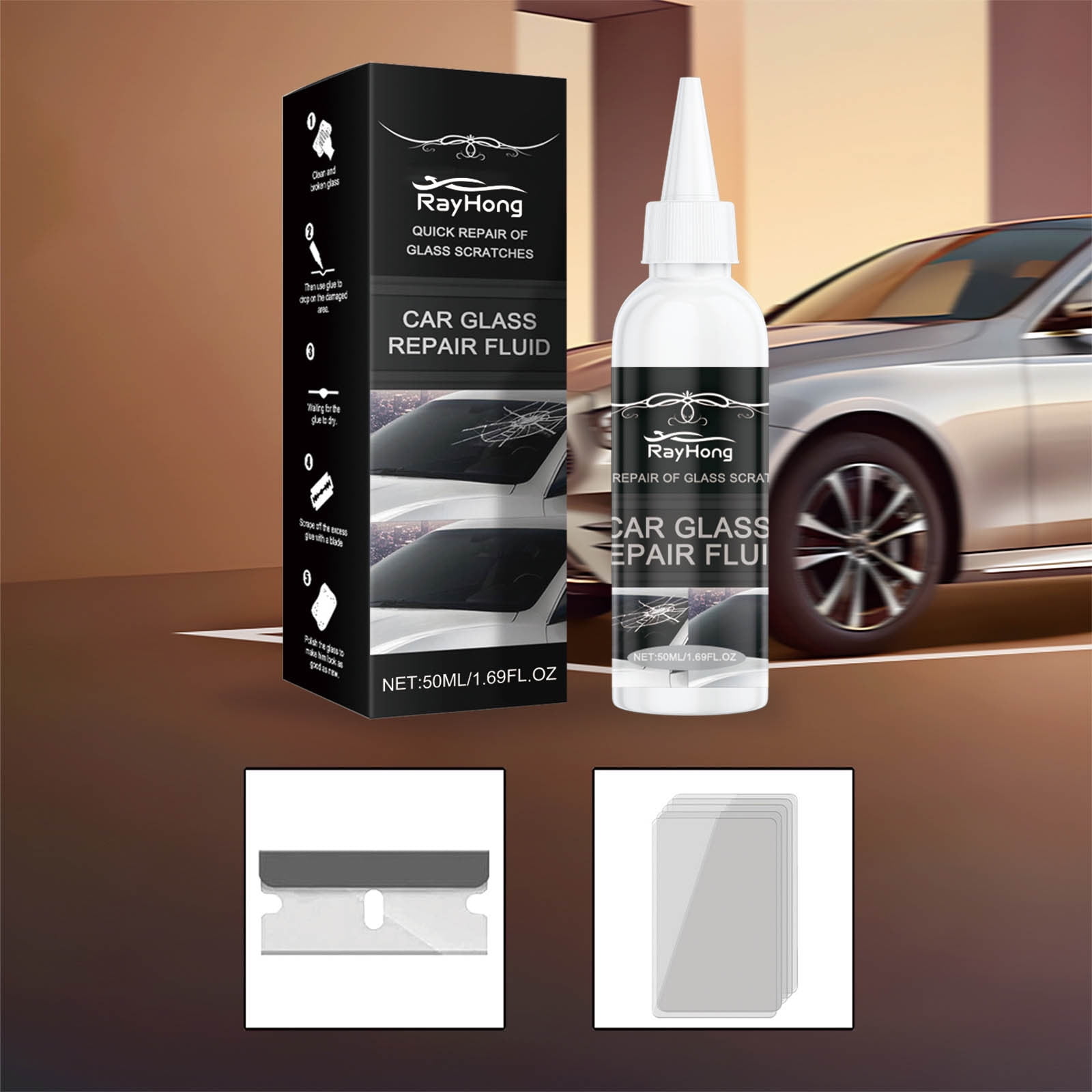 Windshield Crack Repair Kit,50ml Car Window Cracks Gone Glass Repair