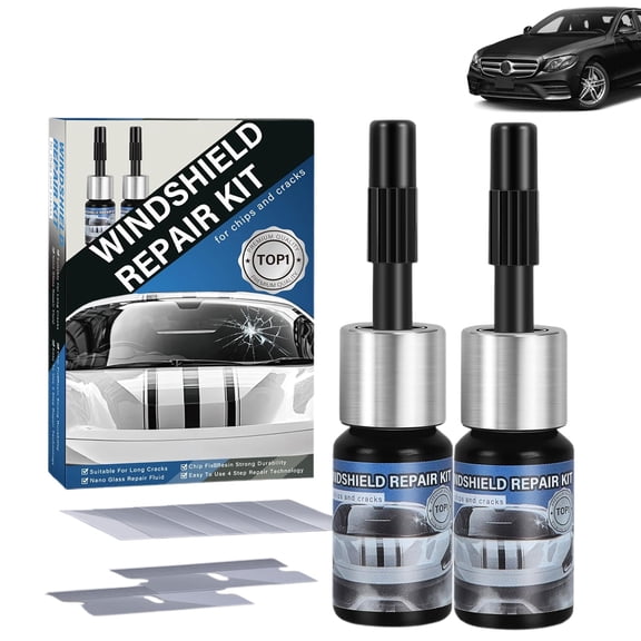 Windshield Crack Repair Kit, Car Glass Chip - Crack Repair Kit, Rock Chip Repair for Windshield, Glass Repair Liquid for Cracks(2PCS)