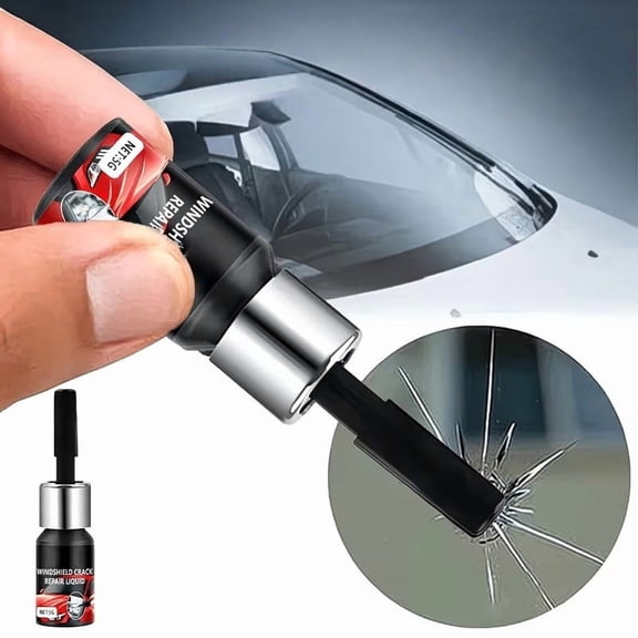 Windshield Crack Repair Kit, Car Glass Repair Liquid for Small Chips Cracks and Star Damage, Clear Automotive Window Restoration Resin for Preventing Crack Spread and Emergency DIY Repair