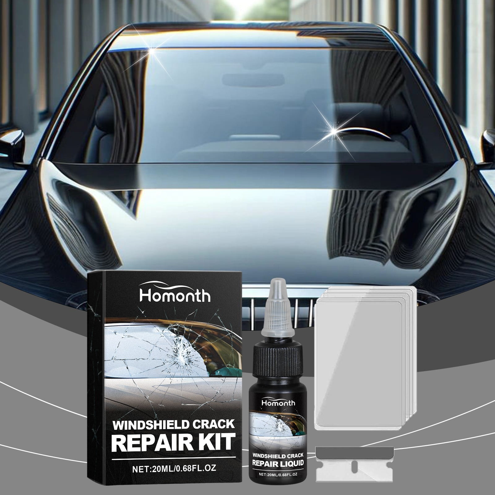 Windshield Crack Repair Kit, Cracks Gone Glass Repair Kit, Windshield Repair Kit for Chips and