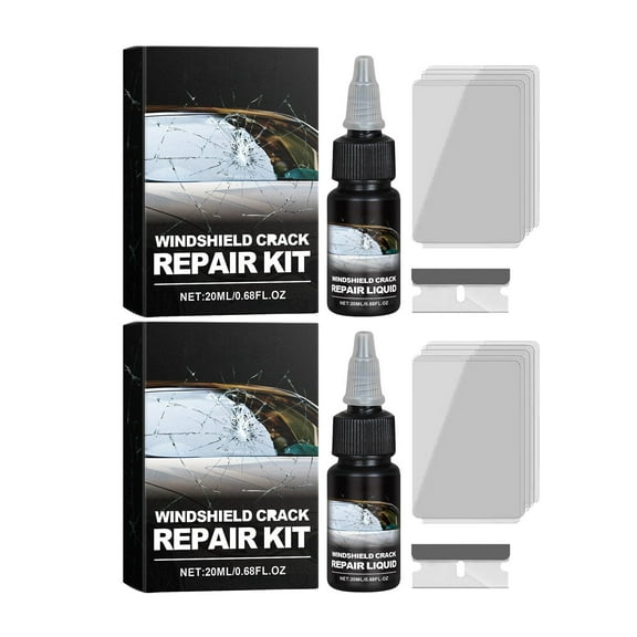 Windshield Crack Repair Kit Glass Repair Liquid for Cracks Window Crack Re-Pair Kit for Windshields Windows Mirrors All Crack Types 2Pcs