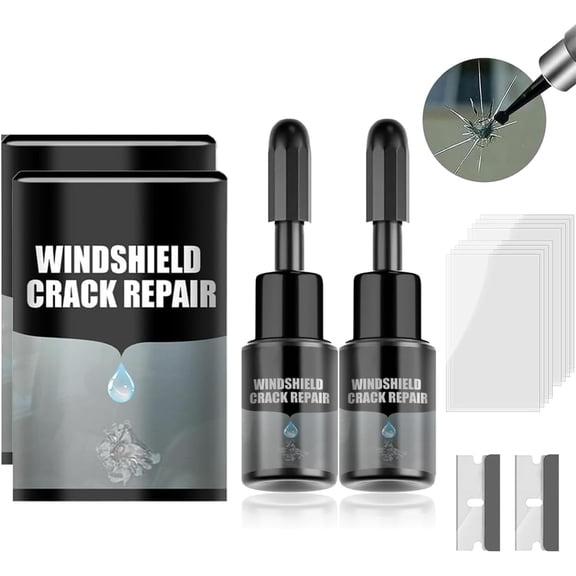 Windshield Crack Repair Kit, Nano Glass Repair Liquid for Car Windows, Quick DIY Fix for Chips & Cracks on Auto Glass, Mirrors, Household Glass 2pcs