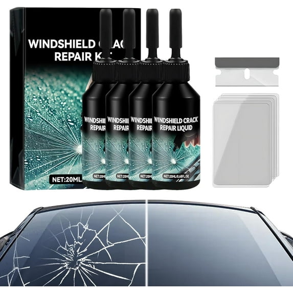 Windshield Crack Repair Kit,Upgraded 2 Bottles Glass Crack Repair Kit,5MinQuick-Glass Repair Liquid,Long-Lasting for Windshields, Windows, Mirrors,All Crack Types Windshield Repair Kit