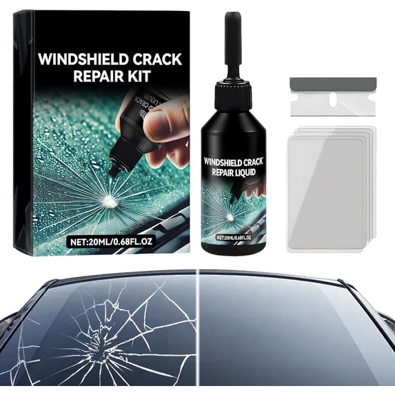 Windshield Crack Repair Kit,Upgraded 2 Bottles Glass Crack Repair Kit,5MinQuick-Glass Repair Liquid,Long-Lasting for Windshields, Windows, Mirrors,All Crack Types Windshield Repair Kit