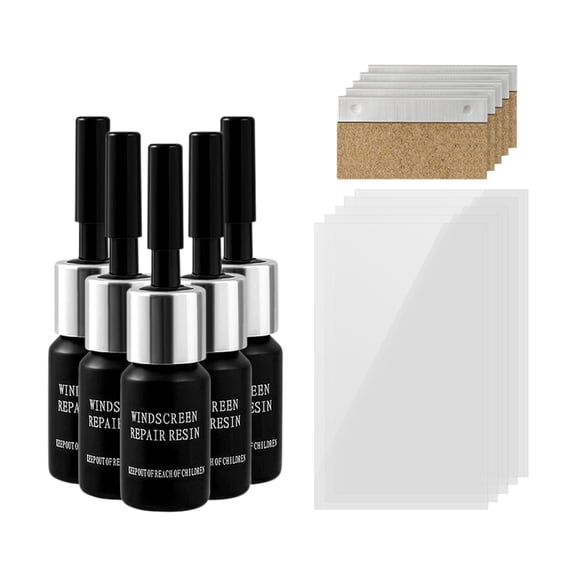 Windshield Crack Repair Kit,Upgraded 5 Bottles Glass Crack Repair Kit,5MinQuick Glass Repair Liquid,Long Lasting for Windshields, Windows, Mirrors,All Crack Types Windshield Repair Kit