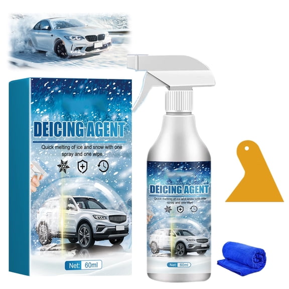 Windshield De-Icer Spray with Instant Ice Melt, 60ml Auto Snow Remover for Glass & Locks
