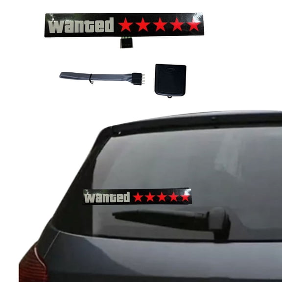 Windshield Electric 5Stars Wanted Car LED Window Stickers Blue Red Light Up for JDM Glow Panel Decoration Accessories