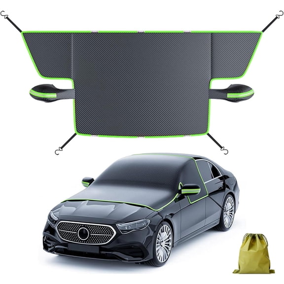 Windshield Frost Protector Cover with Reflective Warning Strip, Windshield Cover Sun Shade, Universal Fit for SUV, Truck, Sedan, Van