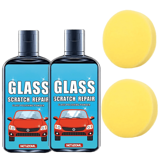Windshield Glass Scratch Remover 120ml Window Repair with Sponge Auto Polishing Liquid for Detailing Automotive Garage Household Daily Commuting Travel Vehicle RV Truck SUV