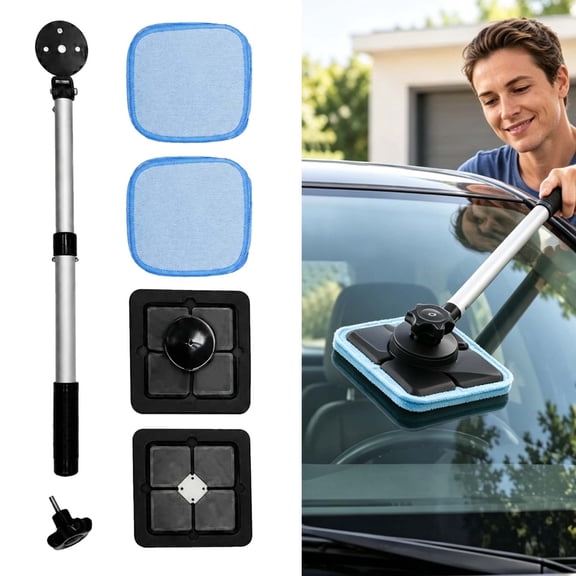 Windshield Magnetic Car Window Cleaning Tool, Double Sided Magnetic Glass Wiper with 2 Cleaning Cloths, Window Cleaning Tool, Clean Both Sides of Auto Windshield Simultaneously