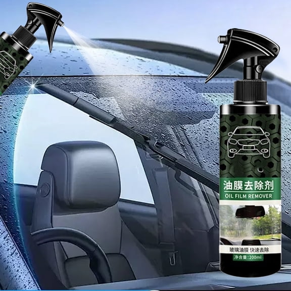 Windshield Oil Film Cleaner 200ml – Fast De-Greaser for Car Glass, Removes Haze and Grease to Restore Clear Visibility, Works on Mirrors and Home Windows Too