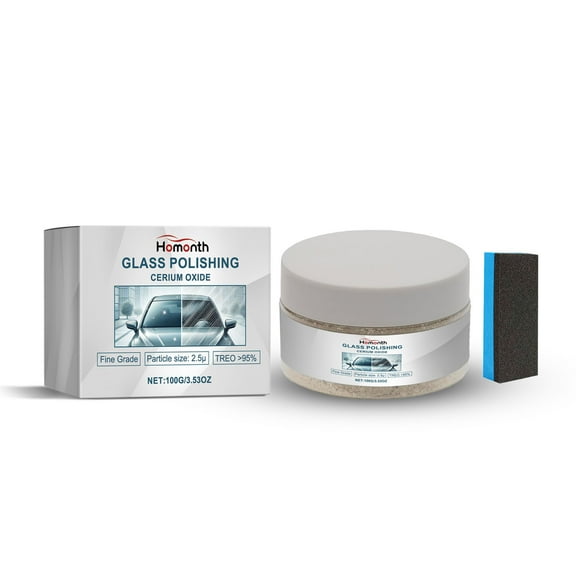 Windshield Polishing Kit for Car Glass Restoration with Sponge, Remove Wiper Blade Damage, Fine Scratches, Haziness, and Water Spots, Restore Glass Clarity and Shine
