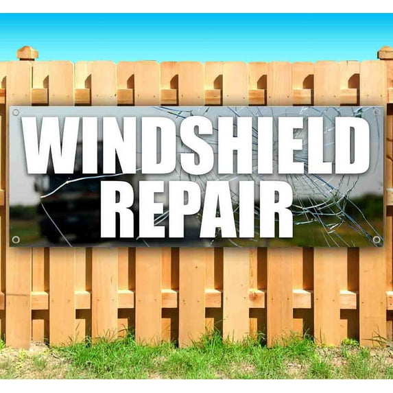 Windshield Repair 13 oz Vinyl Banner With Metal Grommets