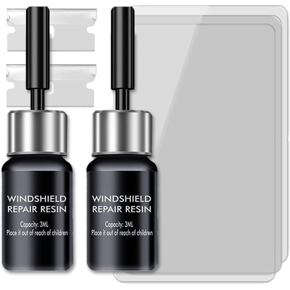 Windshield Repair Kit, 2 count Glass Repair Kit Quick Fix for Chips & Cracks, Windshield Crack Repair Kit,Cracks Gone Glass Kit, Automotive Windscreen Tool, Nano Fluid Filler