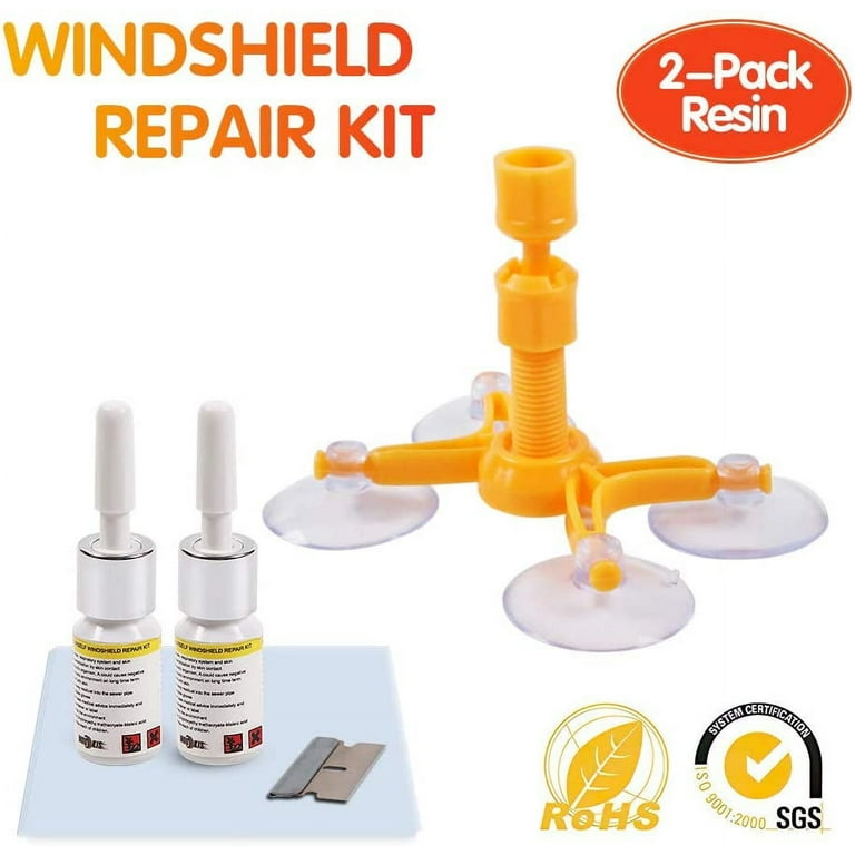 Windshield Crack Repair Kit, Windshield Repair Kit for Chips and Cracks,  Glass Repair Fluid with 2 Bottles of Resin, Glass Repair Kit Windshield for
