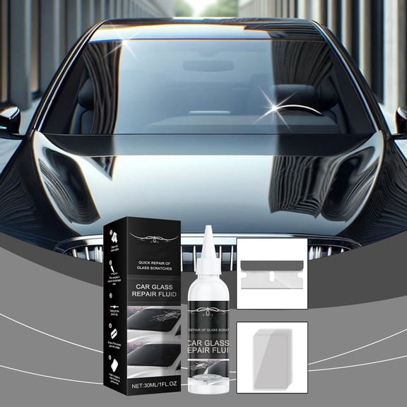 Windshield Repair Kit, Cracked Glass Repair, Windscreen Adhesive Resin, Car Windshield Chip Fix, Auto Glass Crack Repair Fluid, Prevents Crack Spread, Easy DIY Windshield Restoration black