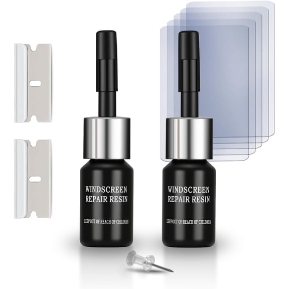 Windshield Repair Kit - Cracks Gone Glass Repair Resin for Car Windows - Quick Fix for Bullseyes, Half-Moon Cracks, Star Damage & Cracks Smailler Than 12" in Line Scratches