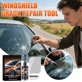 Windshield Repair Kit, Glass Crack & Chip Fix for Car Windows, Professional Resin Liquid with Curing Film & Blade, Complete Auto Glass Repair Set, 20ml