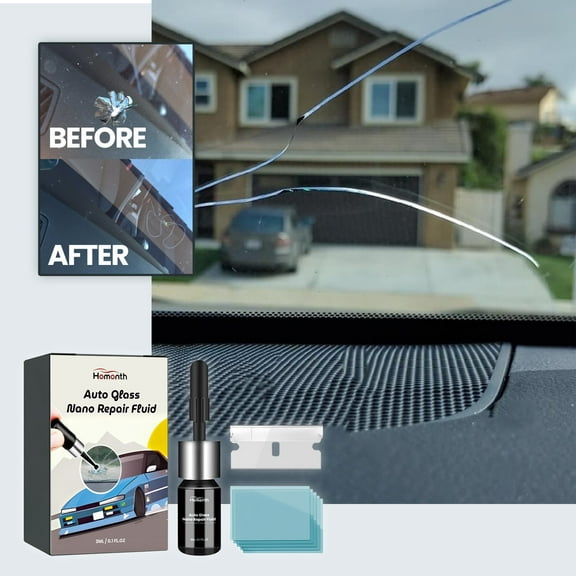 Windshield Repair Kit Nano UV Liquid Instant Crack Fix, Save Cost & Time, Complete Kit with Curing Film & Blade