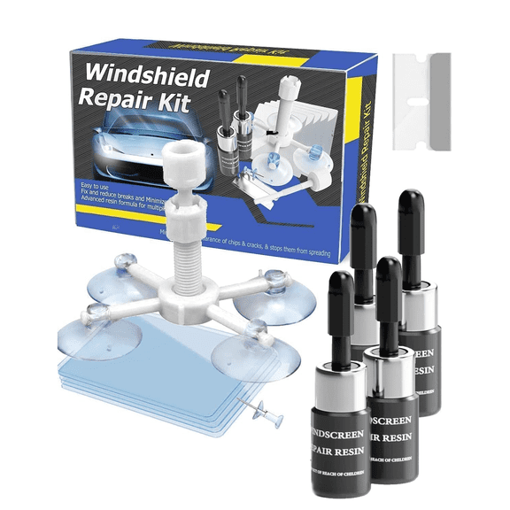 Windshield Repair Kit, Windshield Chip Repair Kit, Rock Chip Repair Kit,2 Pcs Car Glass Repair Kit Quick Fix for Chips & Cracks, Windshield Crack Repair Kit, Automotive Nano Fluid（Navy）