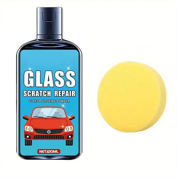 Windshield Scratch Remover with Sponge, Advanced Glass Repair Solution for Cars Trucks RVs SUVs, Removes Scratches & Imperfections  DIY Glass Polishing Kit