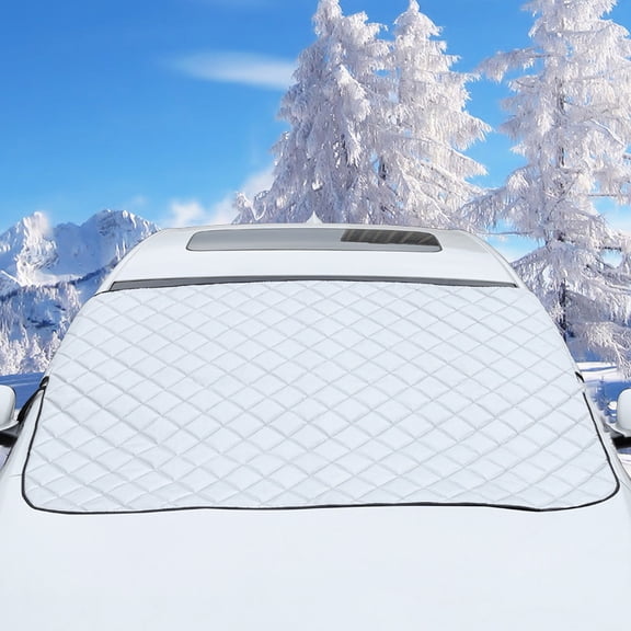 Windshield Snow Cover with Aluminum Foil Layer, Windproof Door Flaps and 6 Magnets  Thick Frost Ice Guard for SUV Sedan Truck Winter & Summer Sun Protection